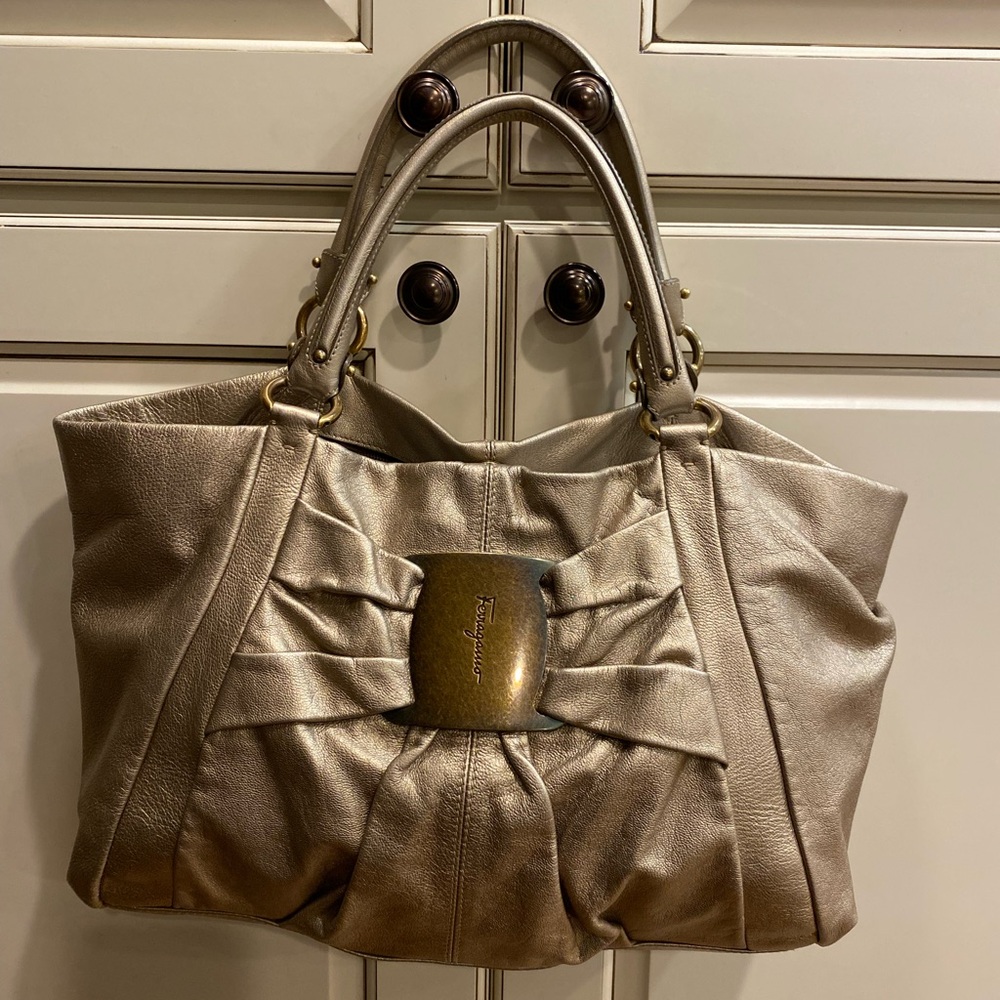 Salvatore Ferragamo Gold Tote Bag